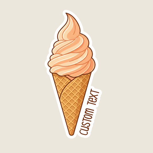 Peach Soft Serve Ice Cream Custom Vinyl Sticker