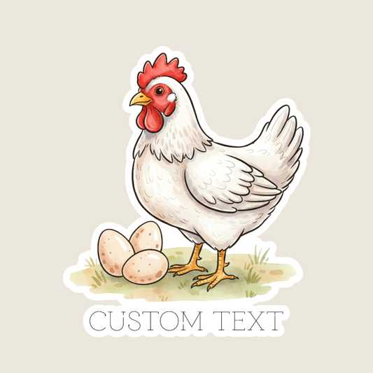 Chicken with Eggs Watercolor Customizable Souvenir Sticker