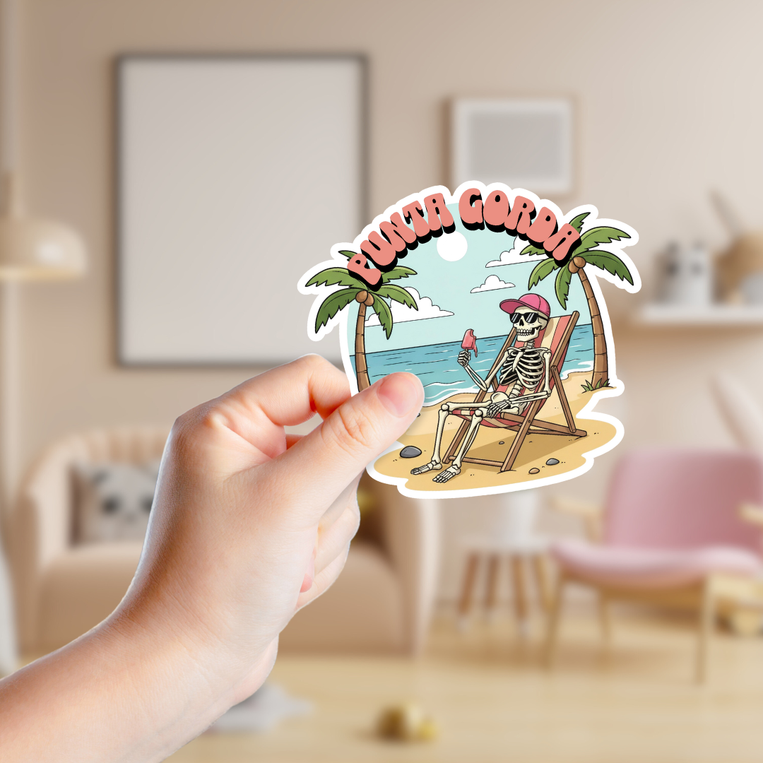 Lounging Skeleton Eating a Popsicle Custom Stickers