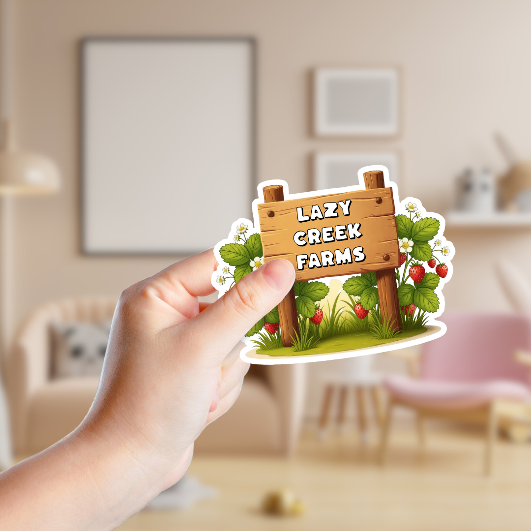 Rustic Strawberry Patch Sign Custom Sticker