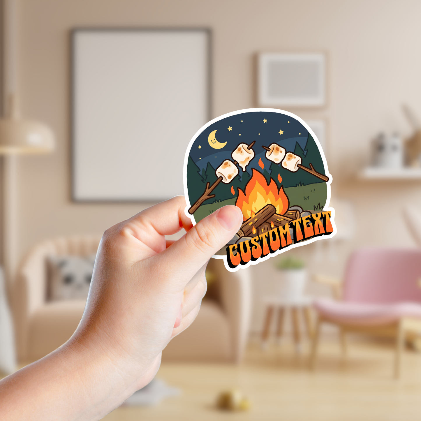 Roasting Marshmallows Custom Camping Sticker