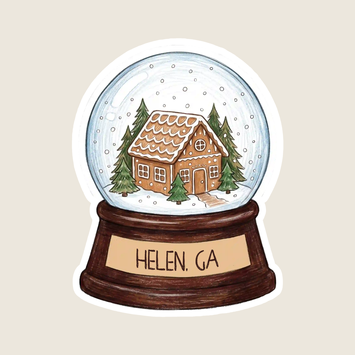 Gingerbread House Snow Globe Custom Sticker