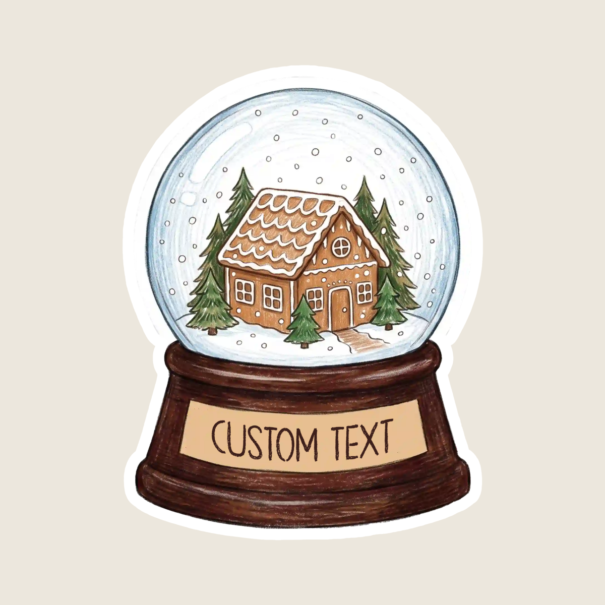 Gingerbread House Snow Globe Custom Sticker