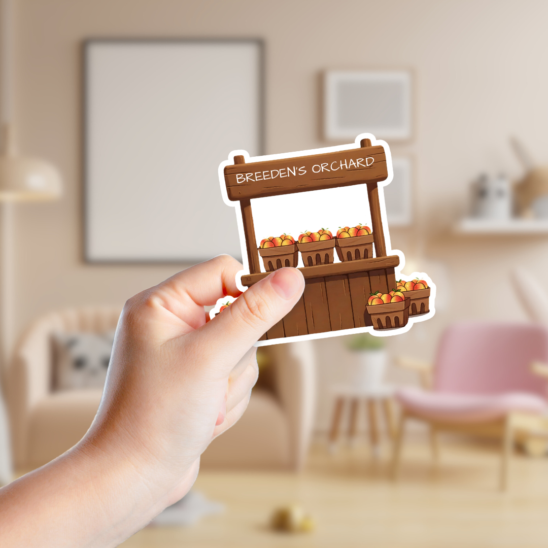 Rustic Peach Farm Stand Custom Sticker
