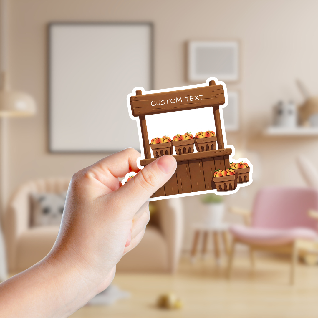 Rustic Peach Farm Stand Custom Sticker