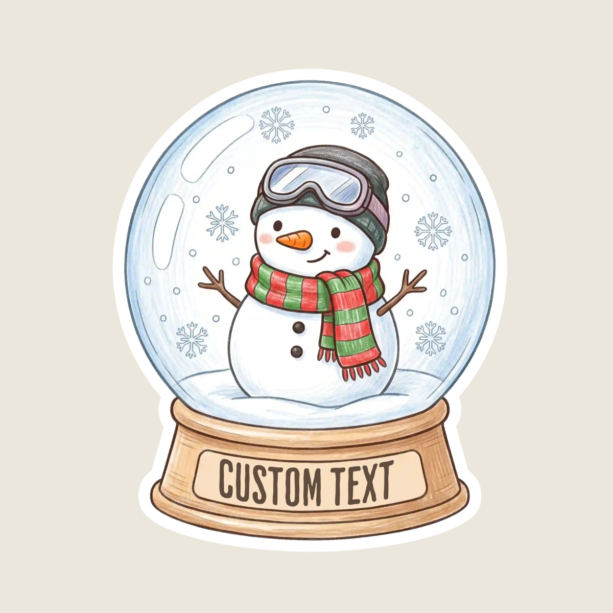 Snowman Snow Globe Custom Sticker