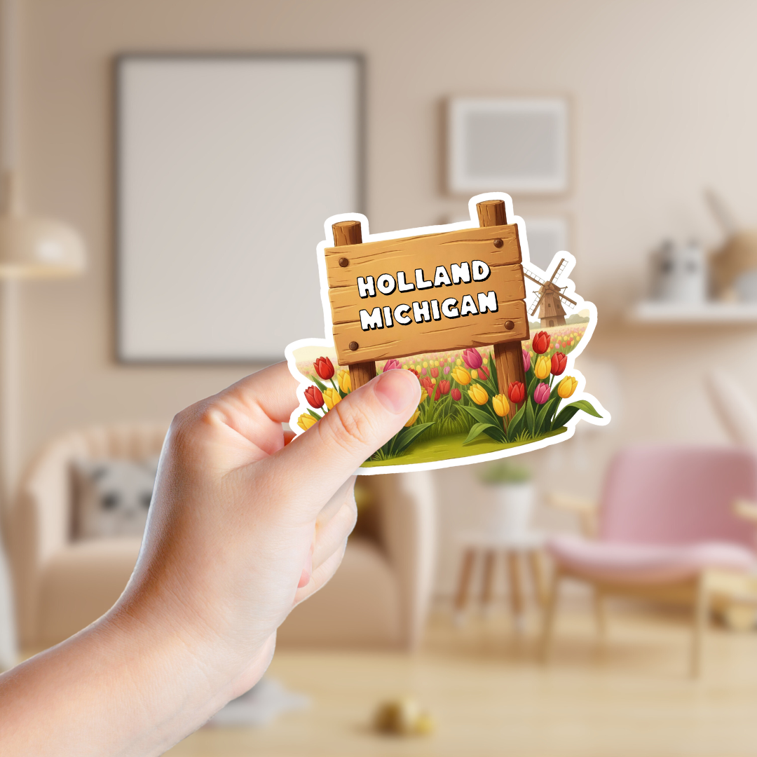 Rustic Tulip Field Sign Custom Sticker