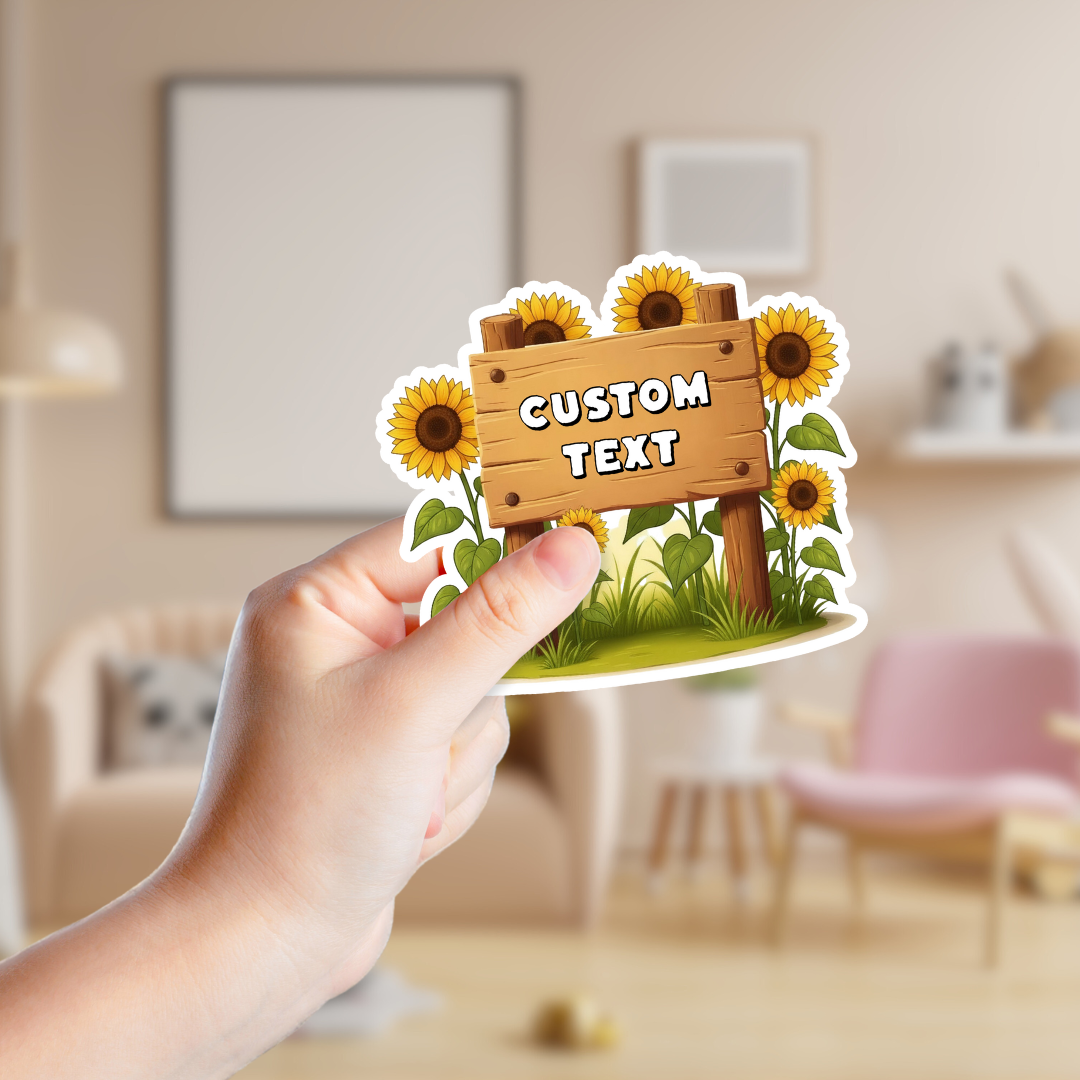 Rustic Sunflower Patch Sign Custom Sticker