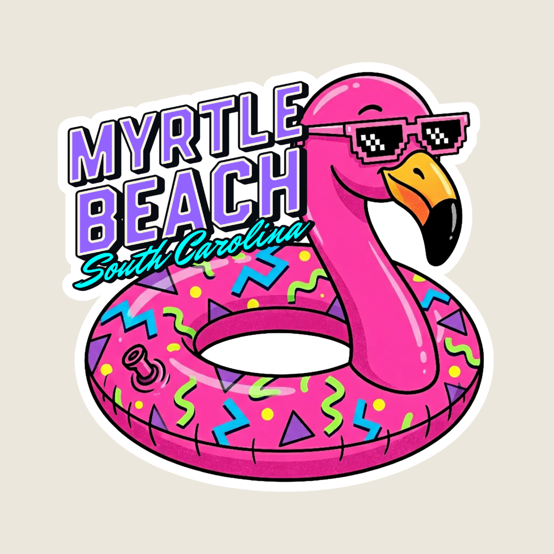 Retro 90s Pink Flamingo Pool Float Custom Sticker
