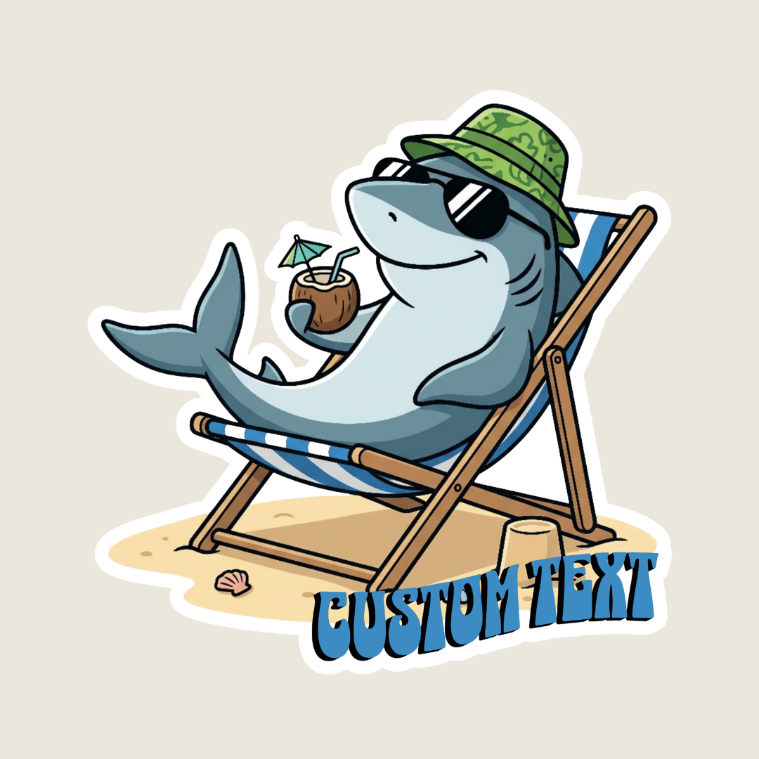 Beach Bum Shark Custom Sticker