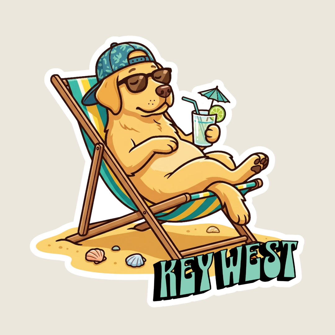 Beach Bum Golden Lab Custom Sticker