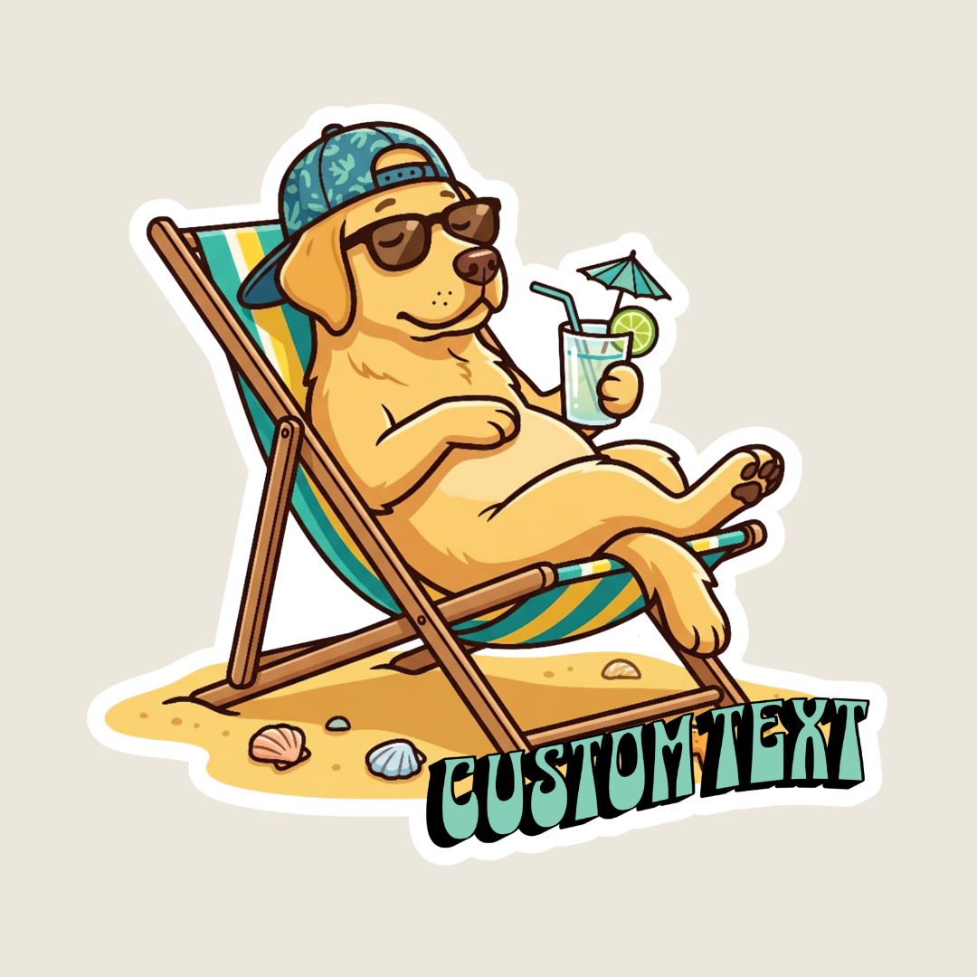 Beach Bum Golden Lab Custom Sticker
