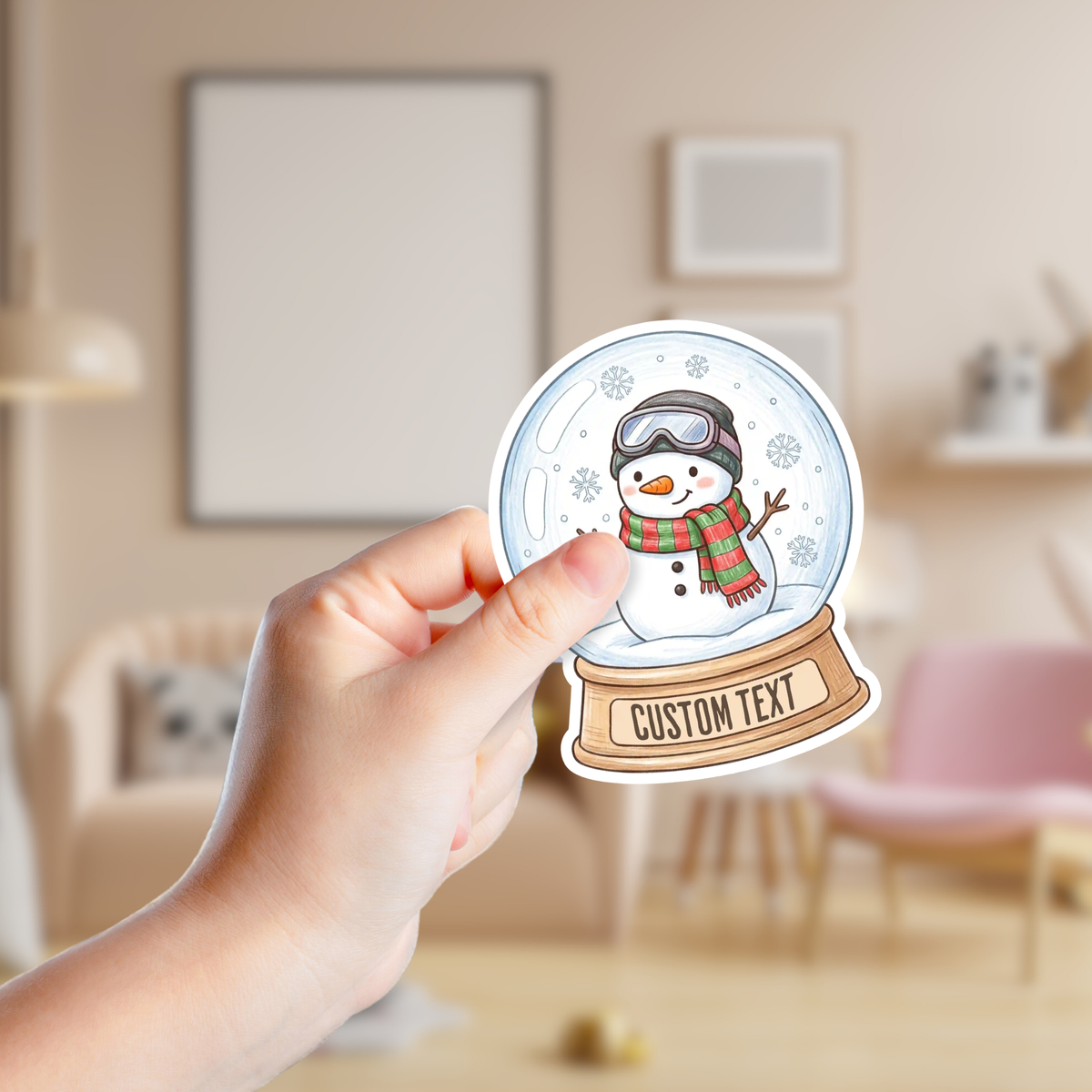 Snowman Snow Globe Custom Sticker