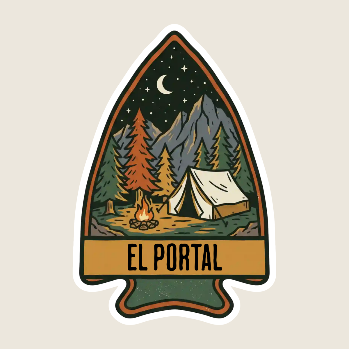 Arrowhead Camping Scene Custom Sticker