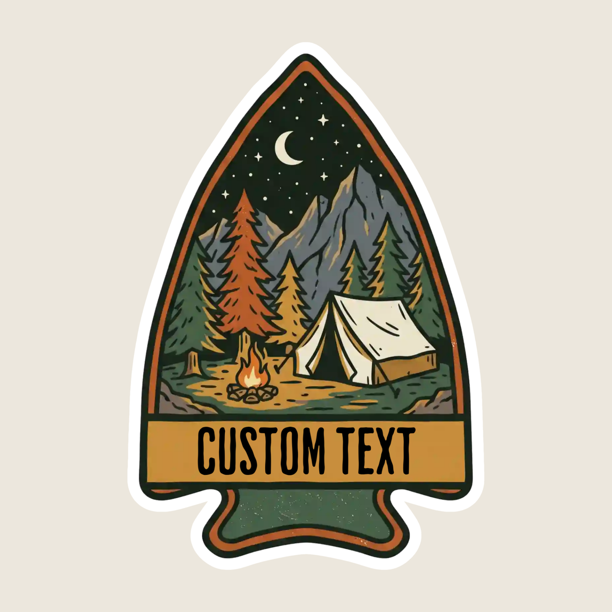Arrowhead Camping Scene Custom Sticker