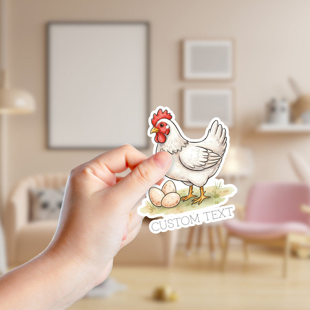 Chicken with Eggs Watercolor Customizable Souvenir Sticker