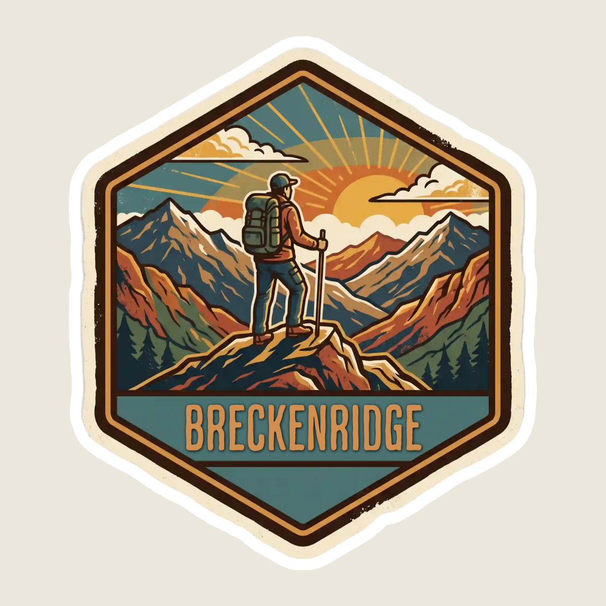 Hiker in the Mountains Custom Sticker