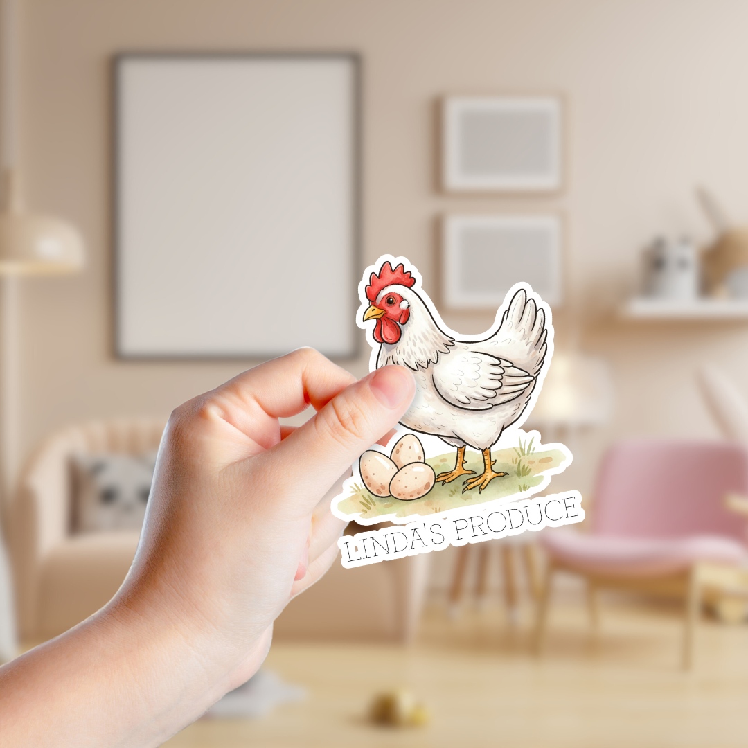 Chicken with Eggs Watercolor Customizable Souvenir Sticker