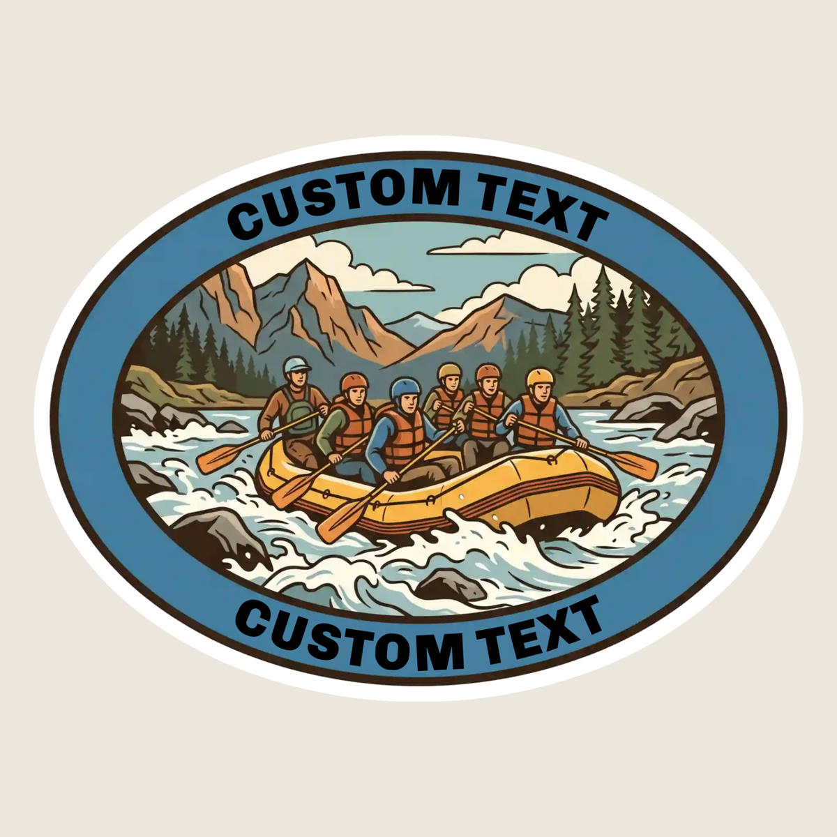 Rafting in the Mountains Custom Sticker