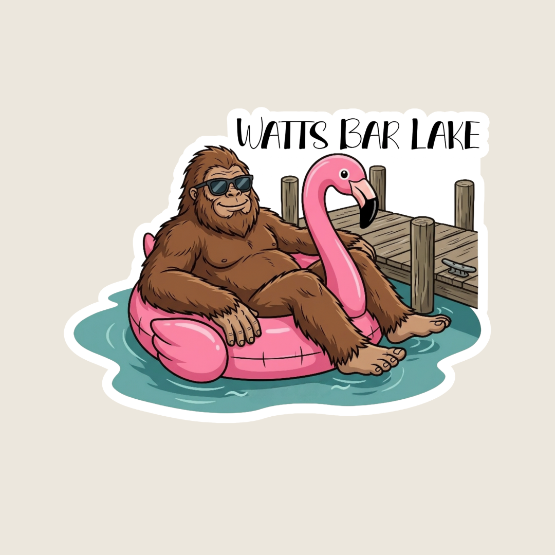 Big Foot in a Flamingo Pool Float Custom Sticker