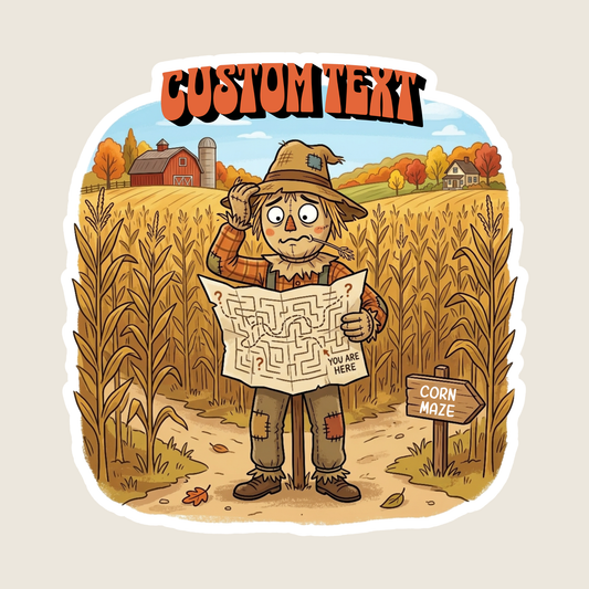 Scarecrow Lost at the Corn Maze Custom Sticker