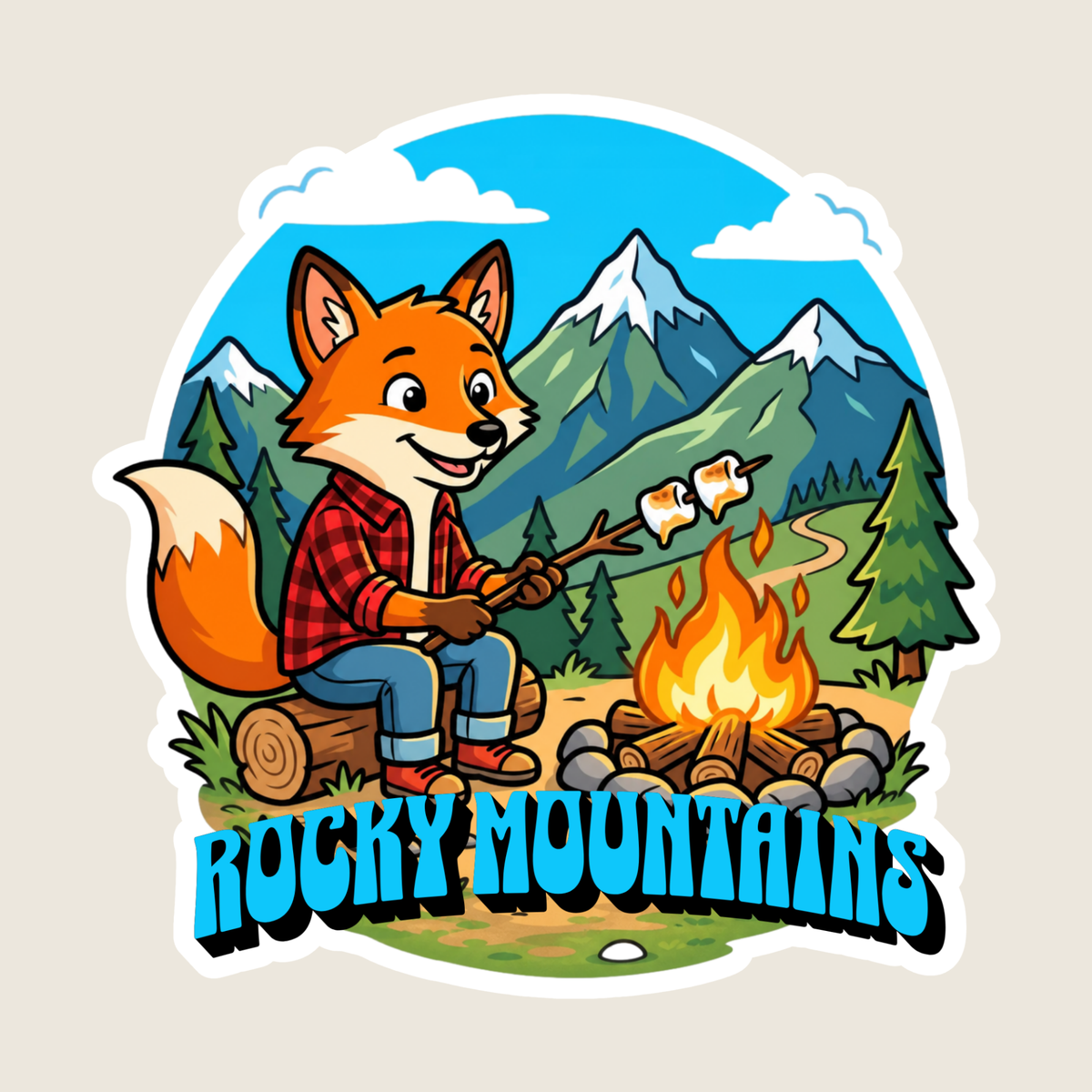 Fox Roasting Marshmallows Custom Sticker