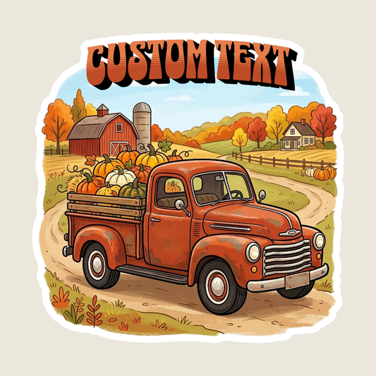 Vintage Farm Truck with Pumpkins Custom Sticker