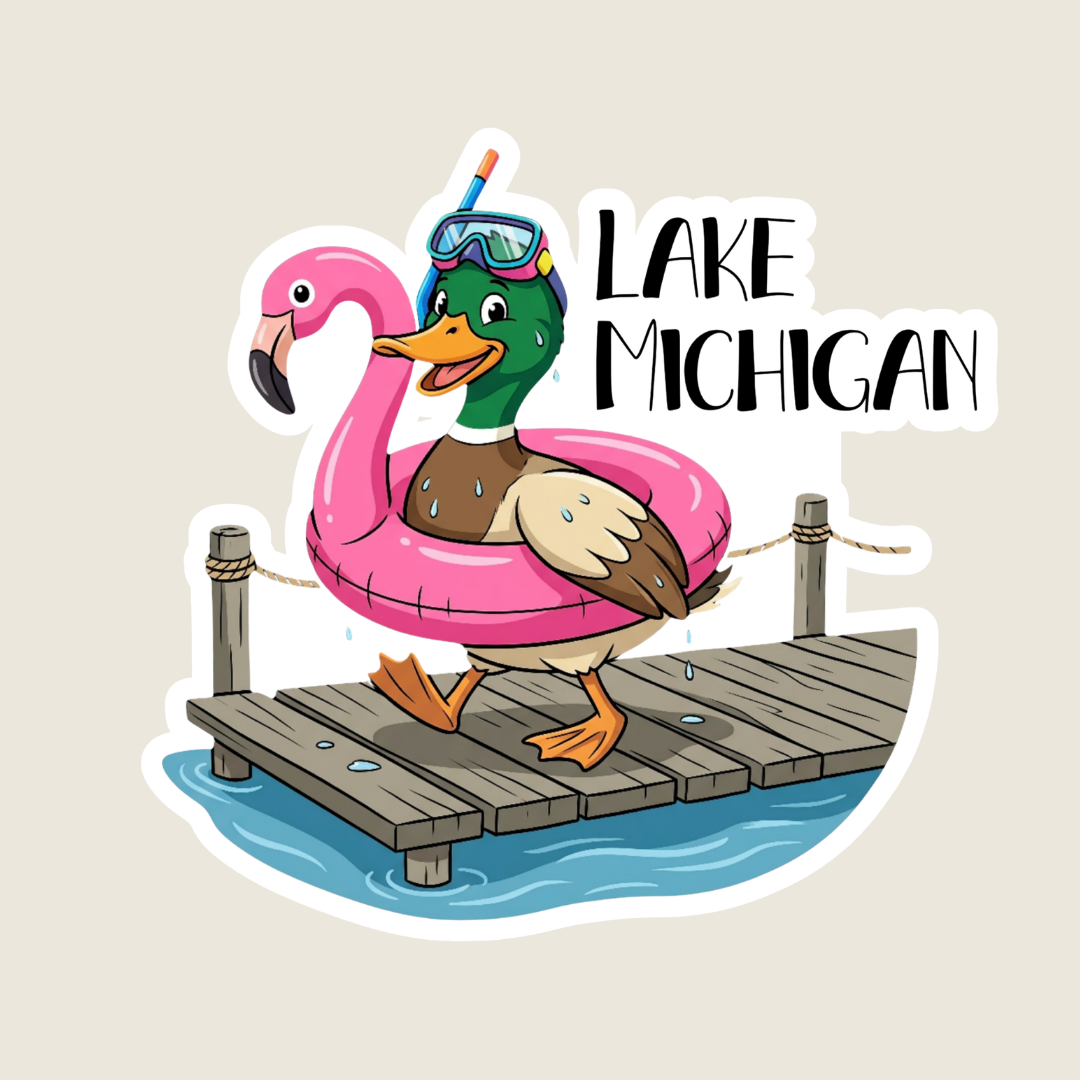 Mallard Duck in Flamingo Float Custom Sticker