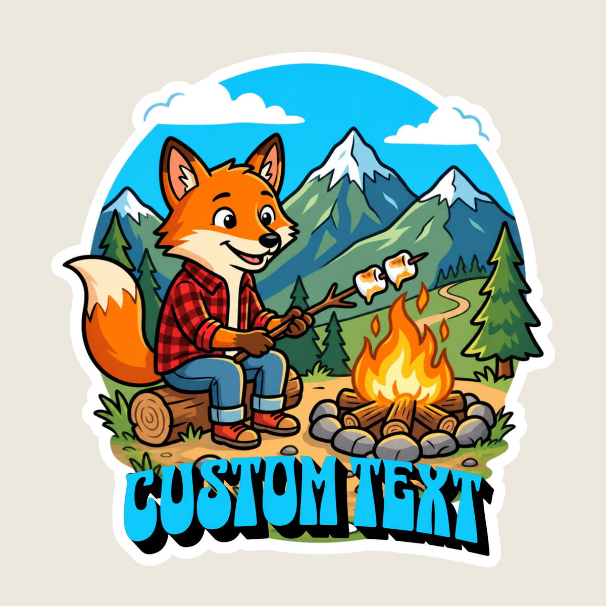 Fox Roasting Marshmallows Custom Sticker