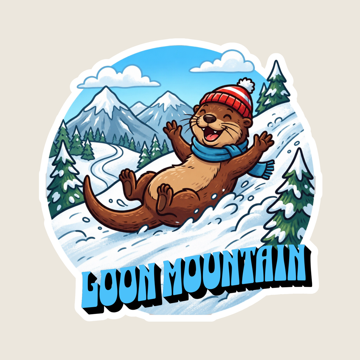 Otter Playing in the Snow Custom Sticker