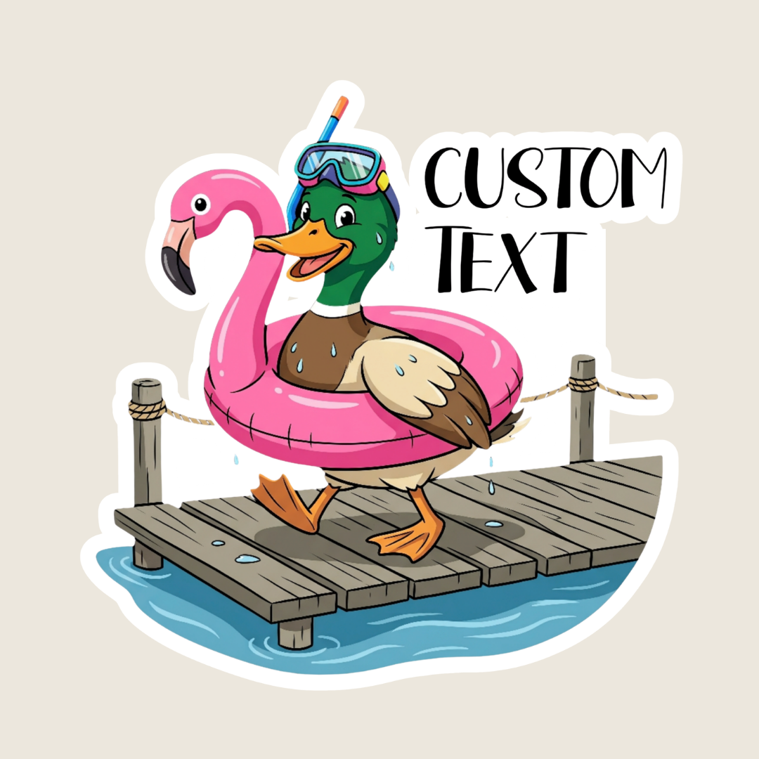 Mallard Duck in Flamingo Float Custom Sticker