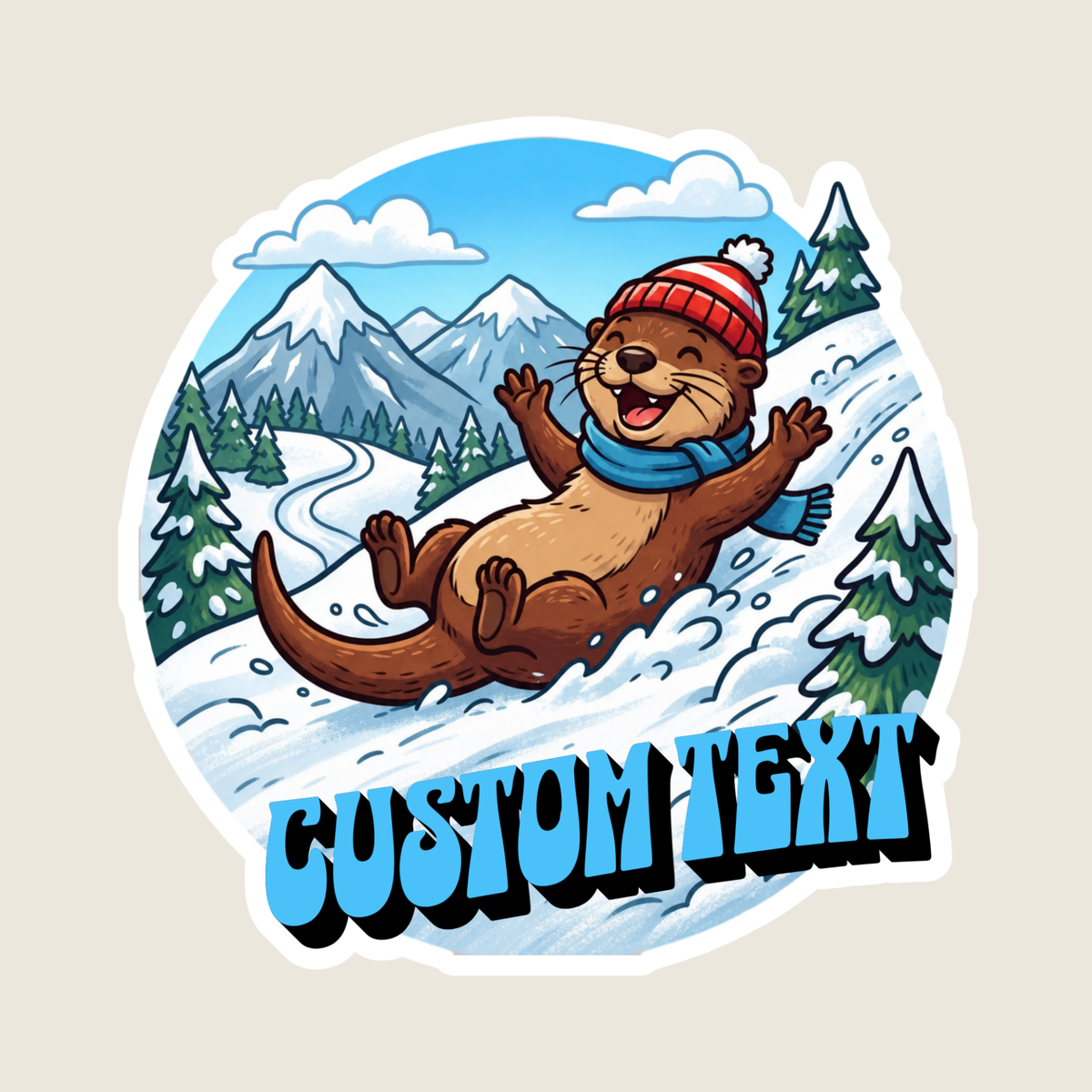 Otter Playing in the Snow Custom Sticker