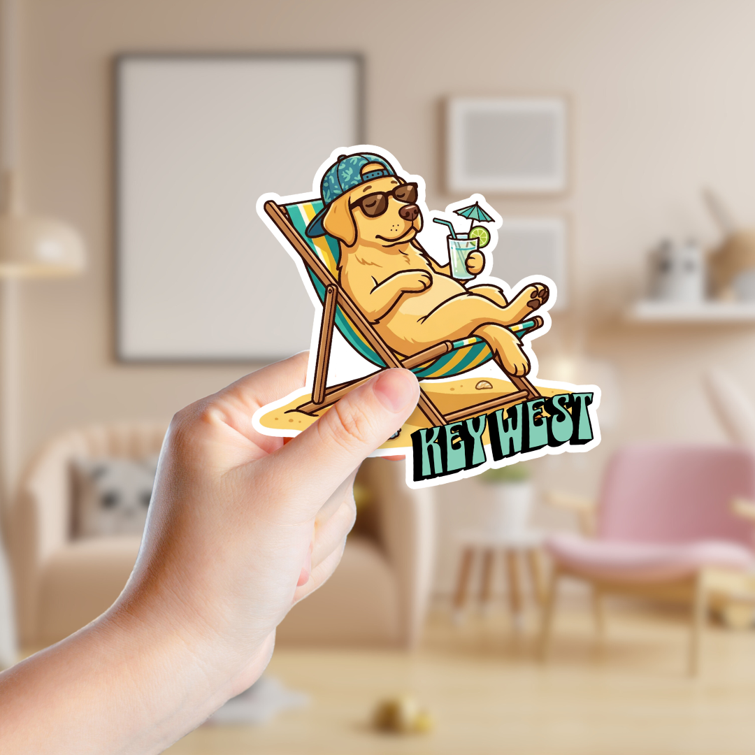 Beach Bum Golden Lab Custom Sticker