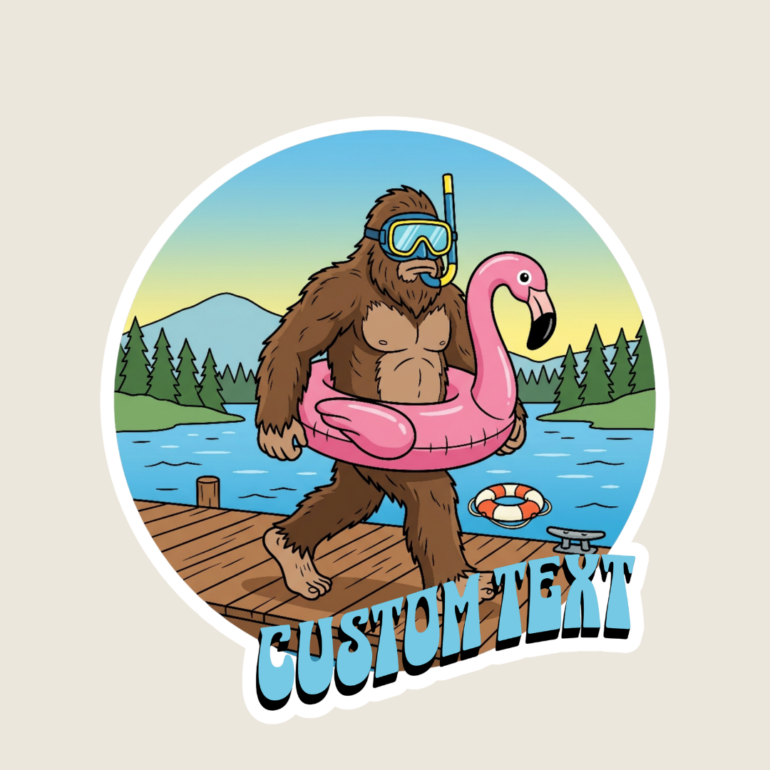 big foot at lake sticker