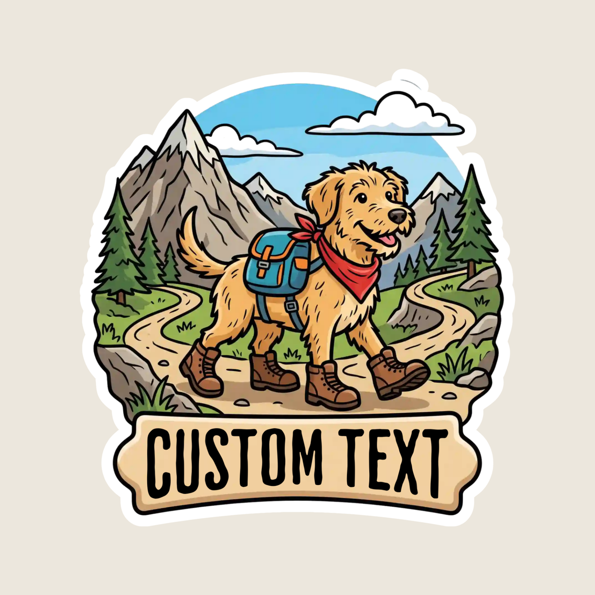 Dog Hiking in the Woods Custom Sticker
