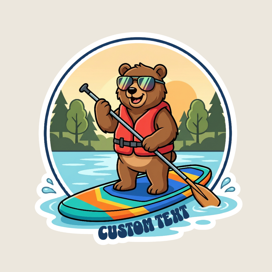 bear paddling sticker