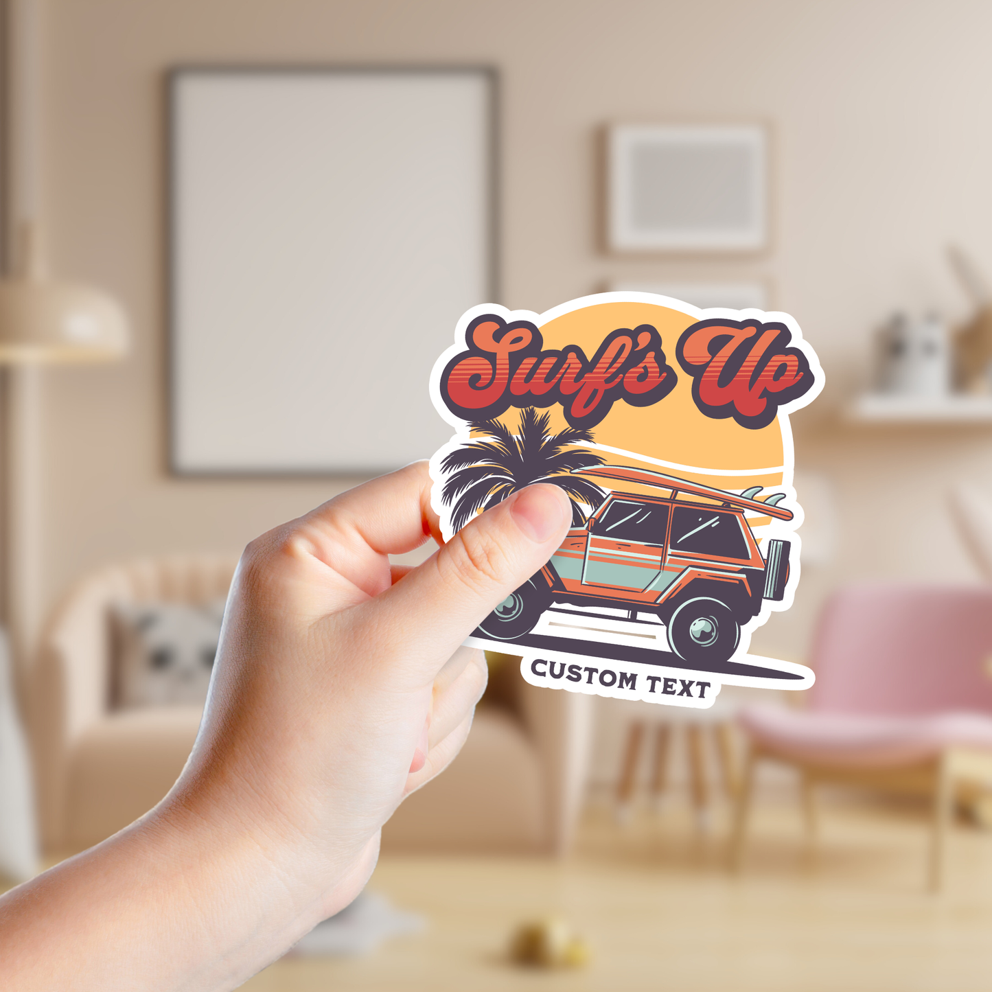 Retro Surf's Up Custom Vinyl Sticker