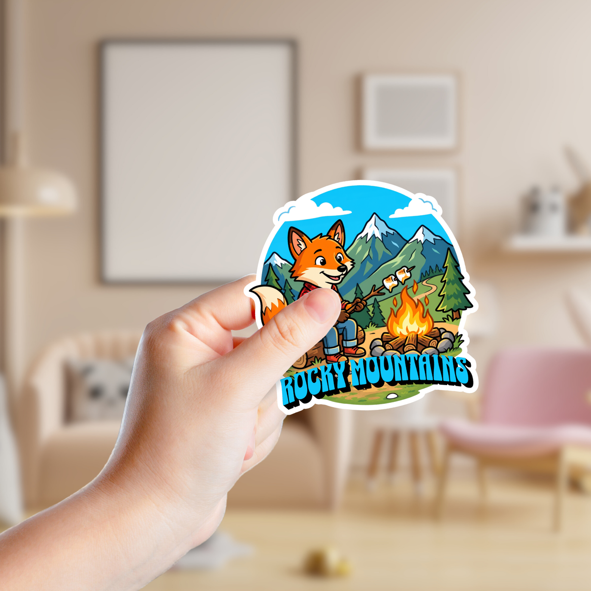Fox Roasting Marshmallows Custom Sticker