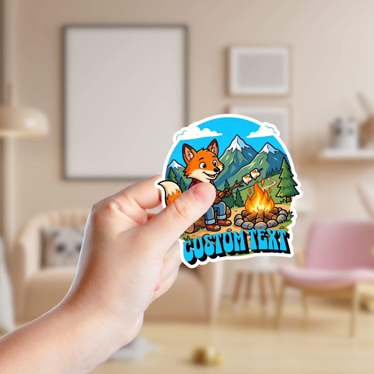 Fox Roasting Marshmallows Custom Sticker