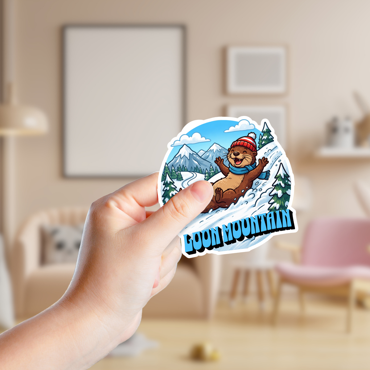 Otter Playing in the Snow Custom Sticker