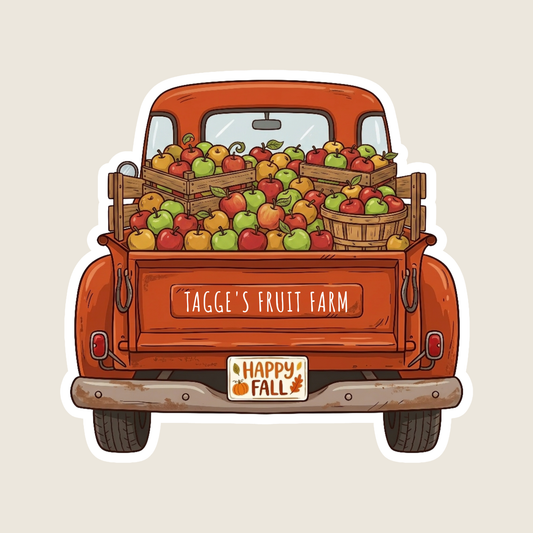 Vintage Halloween Apple Truck Custom Sticker