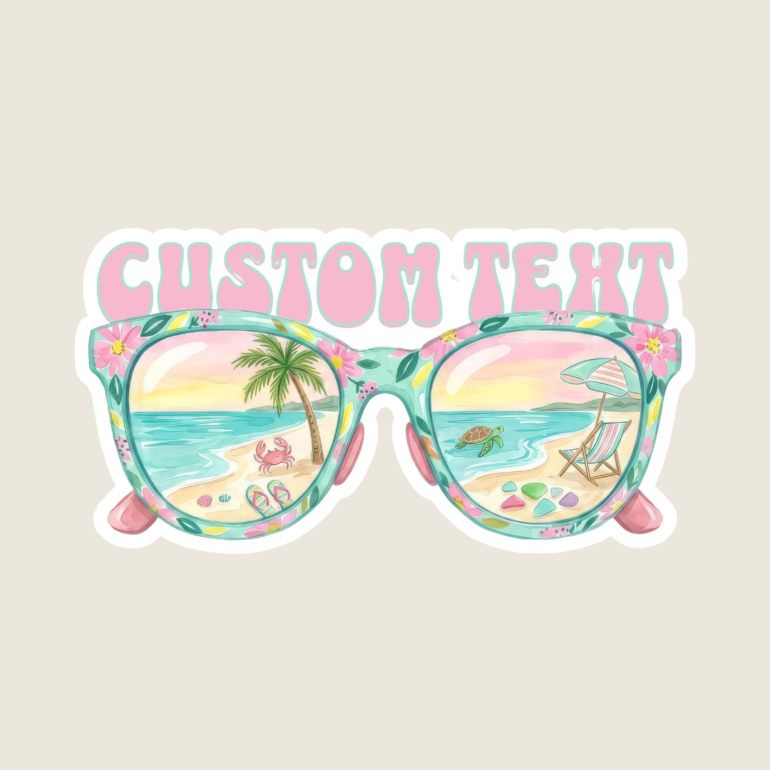 Pastel Floral Beach Sunglasses Custom Sticker