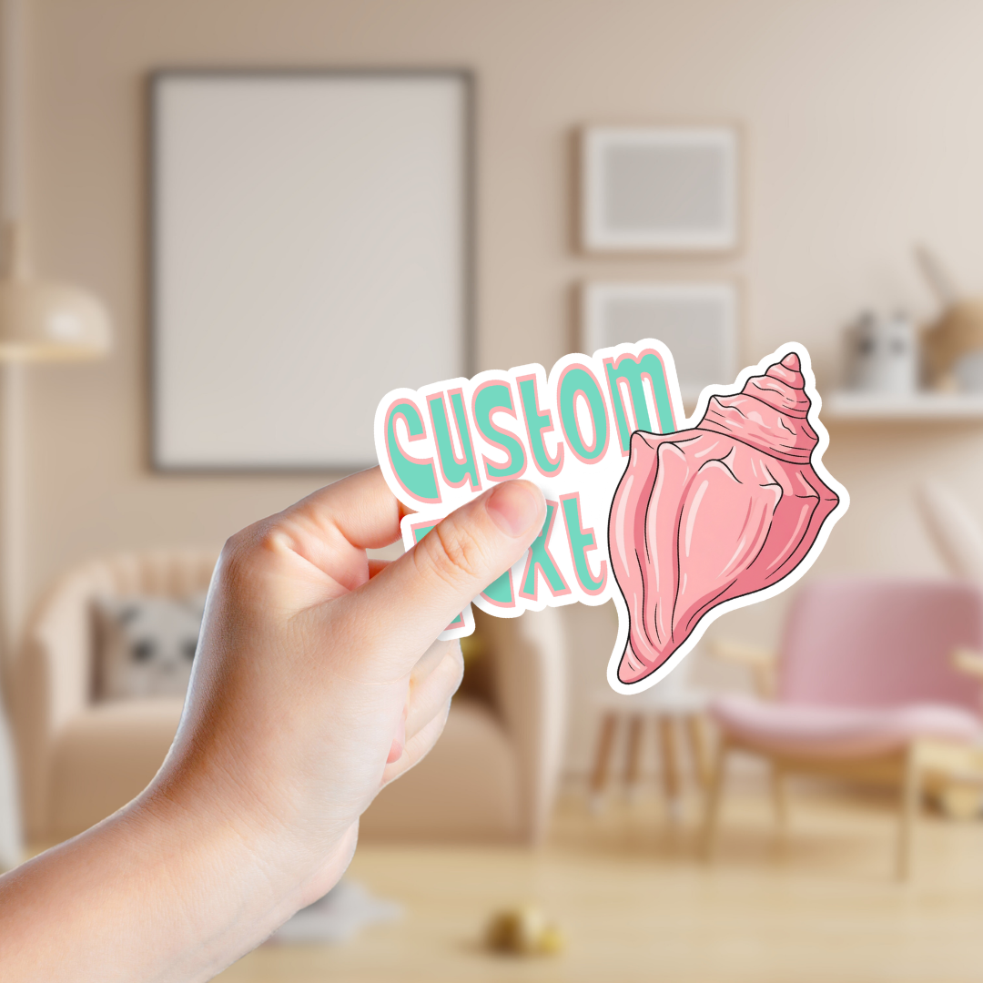 pink conch shell sticker