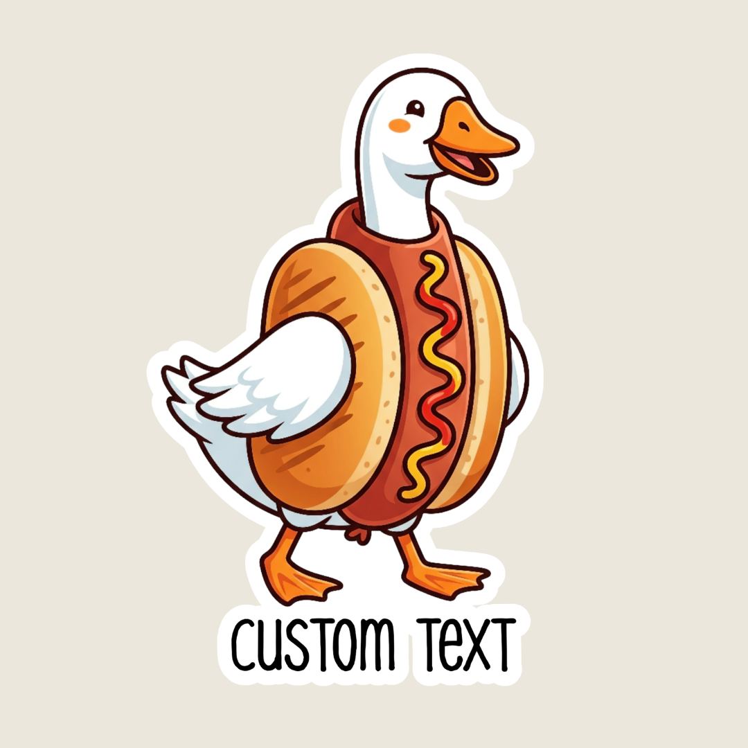 Silly Goose in Hot Dog Costume Sticker