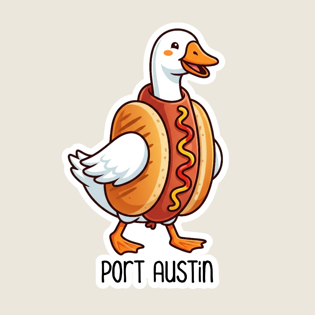 Silly Goose in Hot Dog Costume Sticker