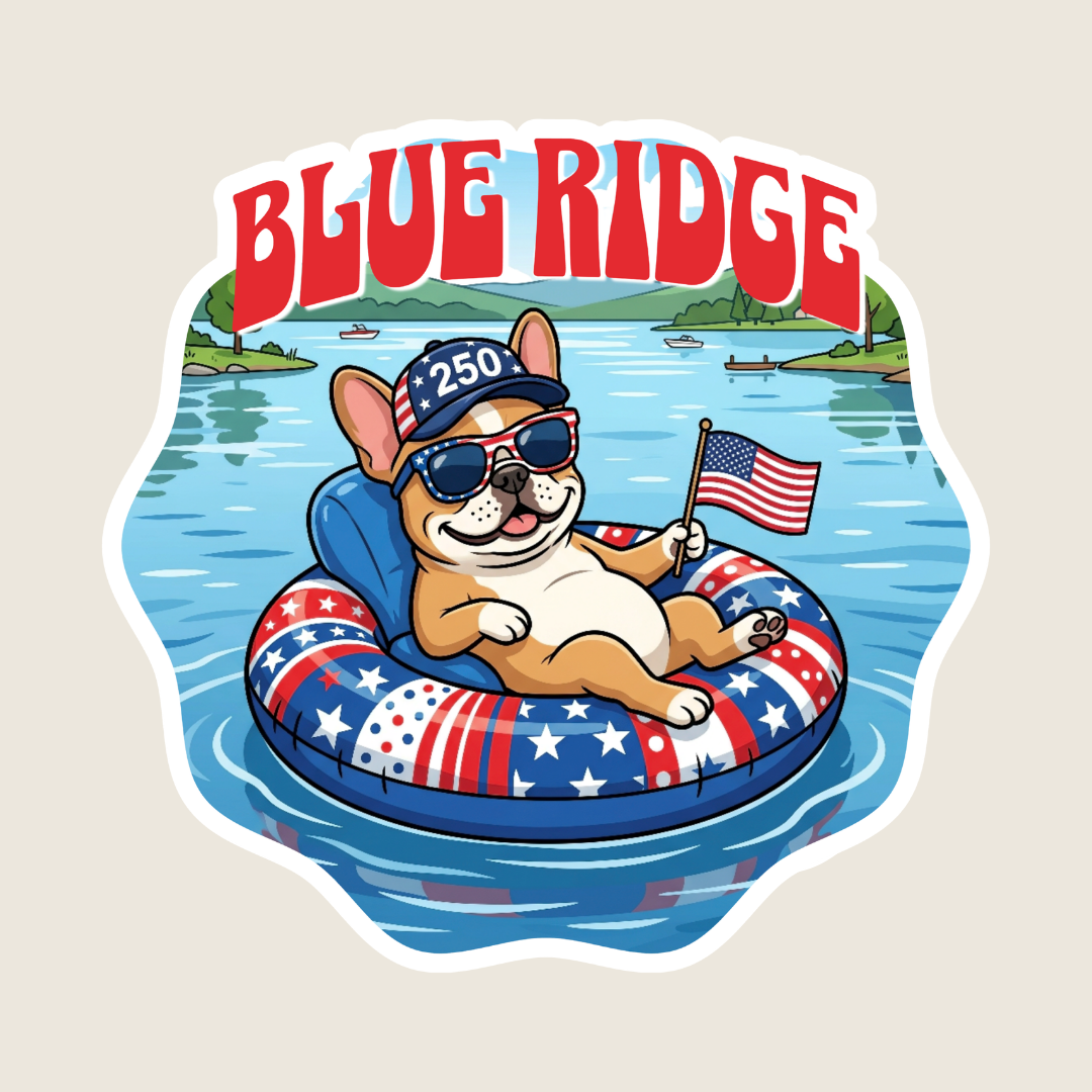 Patriotic French Bulldog at the Lake Custom Sticker
