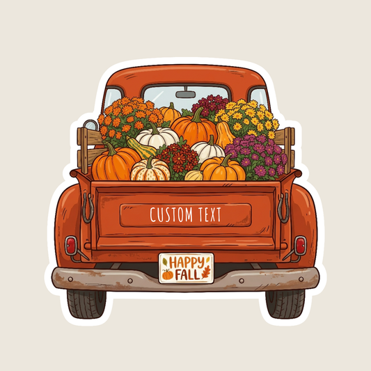 Vintage Halloween Pumpkin Truck Custom Sticker
