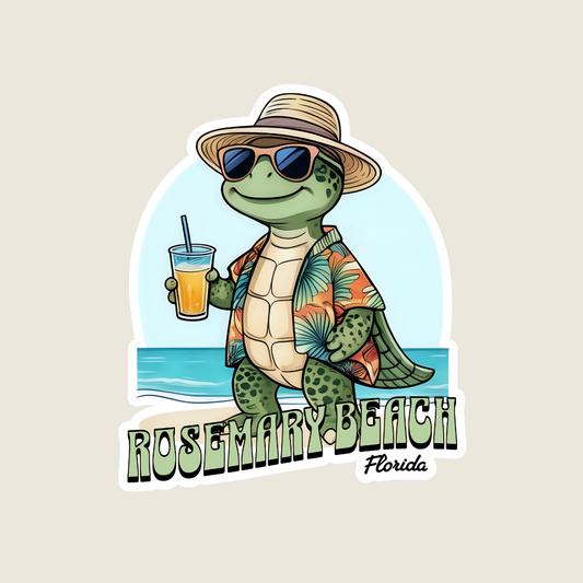 Turtle on Beach Drinking Beer (B1017)