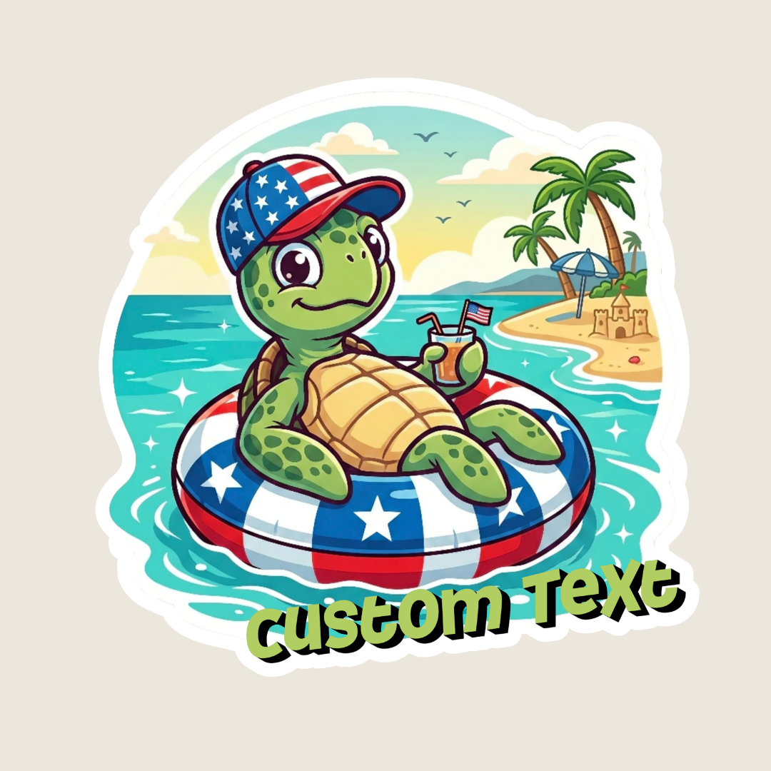 Patriotic Sea Turtle Custom Sticker