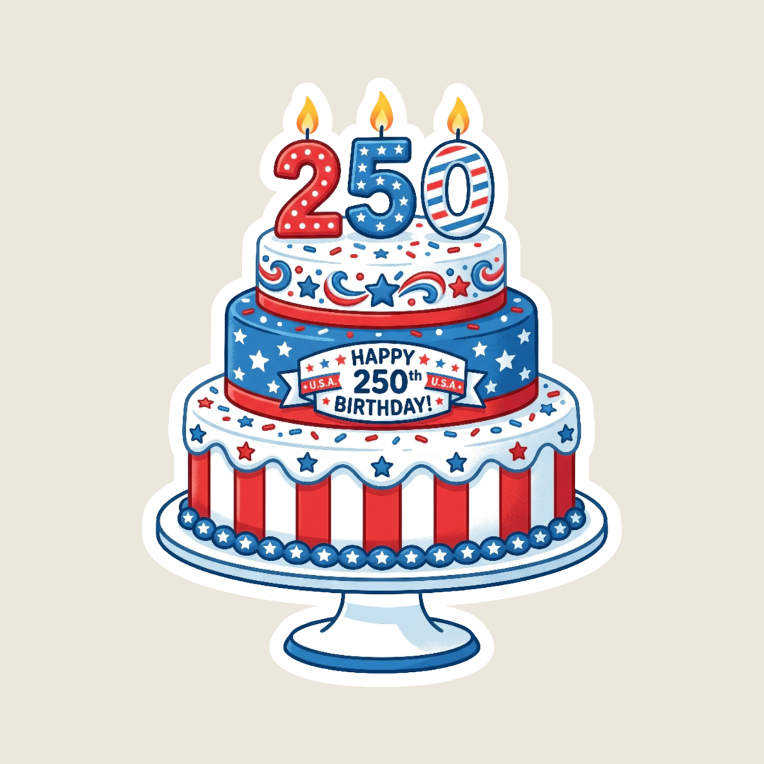 July 4th Birthday Cake Sticker